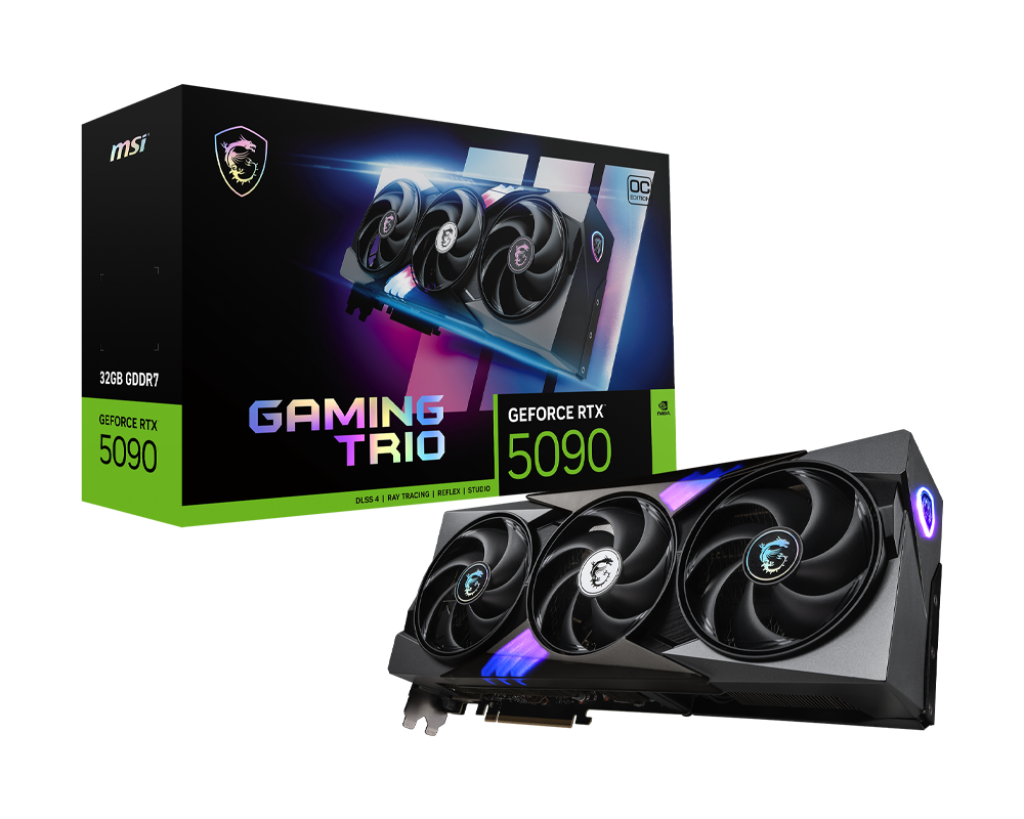 MSI GeForce RTX 5090 GAMING TRIO OC – 32GB GDDR7, 2497 MHz Boost, PCIe 5.0, TRI FROZR 4 Cooling, 3× DisplayPort 2.1b, HDMI 2.1b