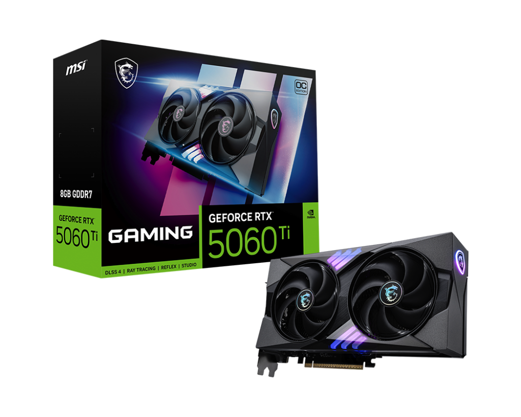 MSI GeForce RTX 5060 Ti 8G GAMING OC – 8 GB GDDR7, 28 Gbps, Twin Frozr 10 Cooling, PCIe 5.0, 180W, 4-Display Output