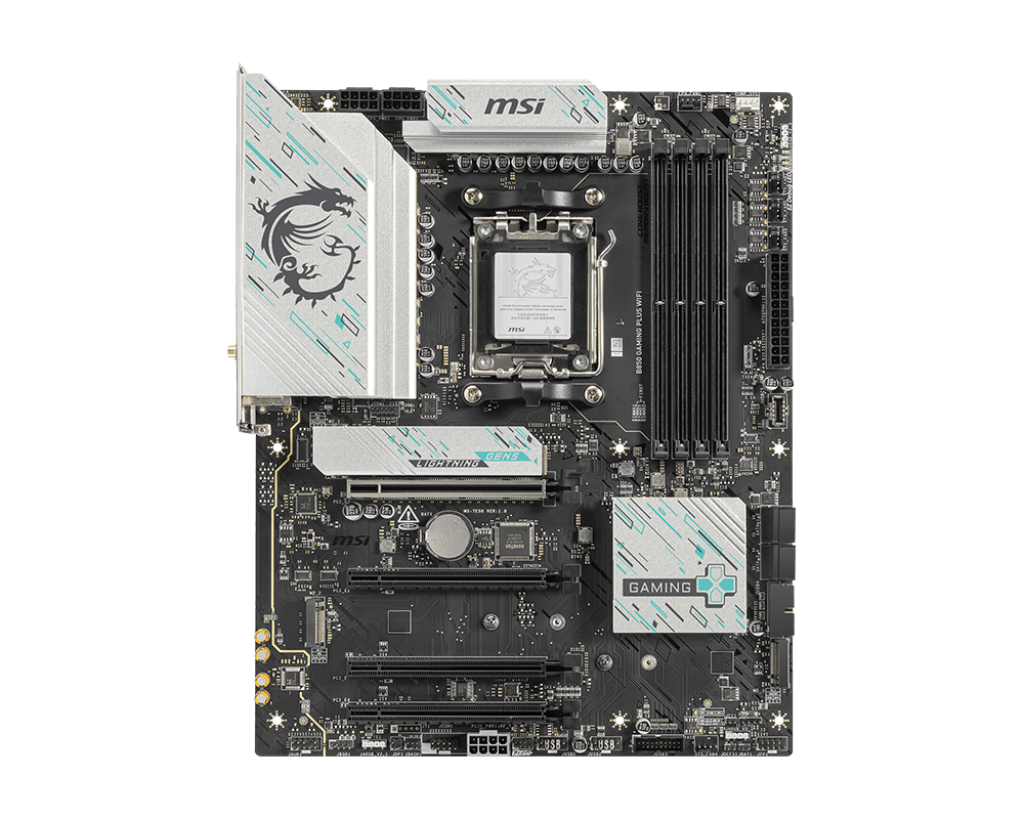 MSI B850 GAMING PLUS WIFI ATX لوحة أم – AM5، DDR5‑8200+ OC، PCIe 5.0 x16، 3× M.2 (1× Gen5)، شبكة 5 GbE، Wi‑Fi 7، USB4، HDMI 2.1