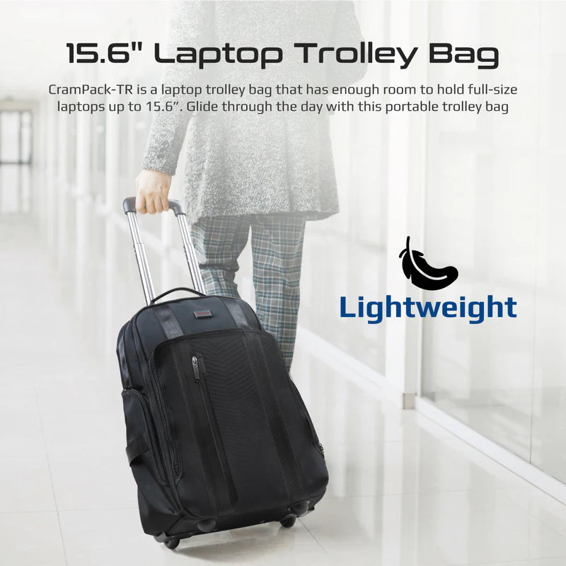 Promate CramPack-TR Multi-Functional 15.6” Laptop Trolley Bag with Large Multiple Compartments