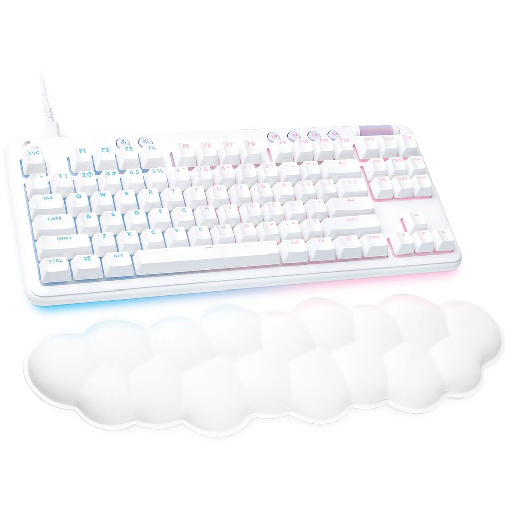 Logitech G713 TKL Mechanical Gaming Keyboard – GX Switches, LIGHTSYNC RGB, PBT Keycaps, Palm Rest, USB-C, White Mist