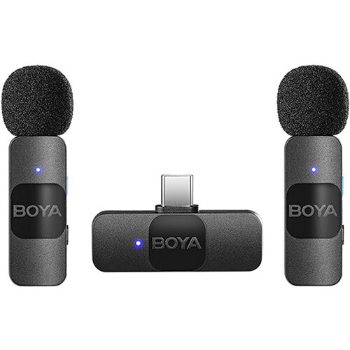 BOYA BY-V20 نظام ميكروفون لاسلكي فائق الحجم لشخصين مع موصل USB-C للأجهزة المحمولة (2.4 جيجا هرتز)