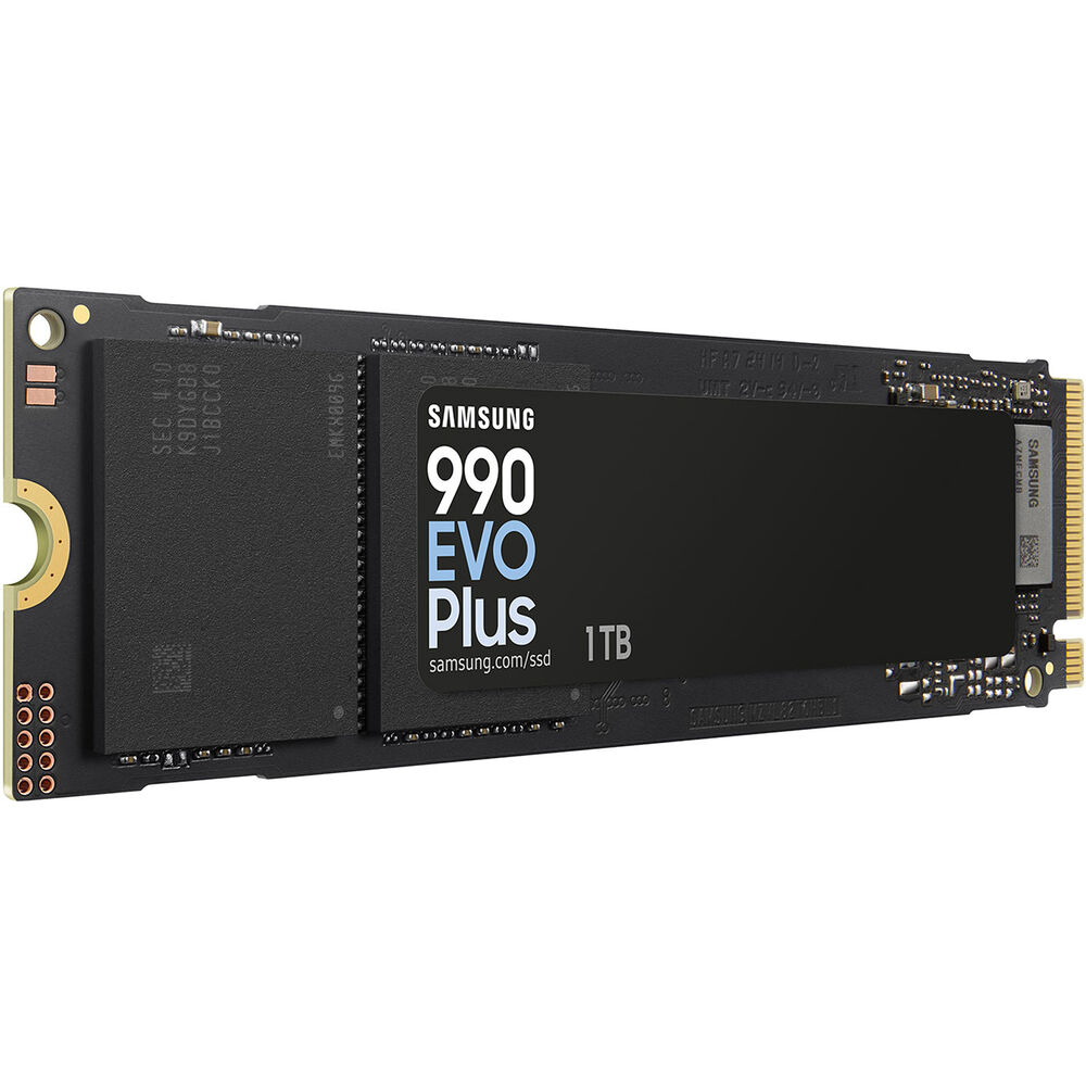 قرص SSD Samsung 990 EVO Plus NVMe M.2 سعة 1 تيرابايت - PCIe 4.0/5.0، سرعة قراءة تصل إلى 7250 ميجابايت/ثانية، سرعة كتابة تصل إلى 6300 ميجابايت/ثانية، بدون ذاكرة DRAM
