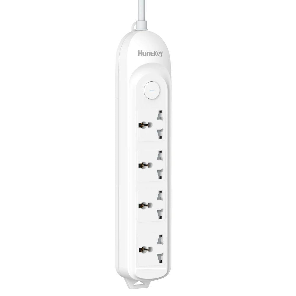 Huntkey DMA-404 Power Strip, 4 Universal AC Outlets, 3 Meter Extension Cord, Surge & Overload Protection, 2500 W / 10 A, White