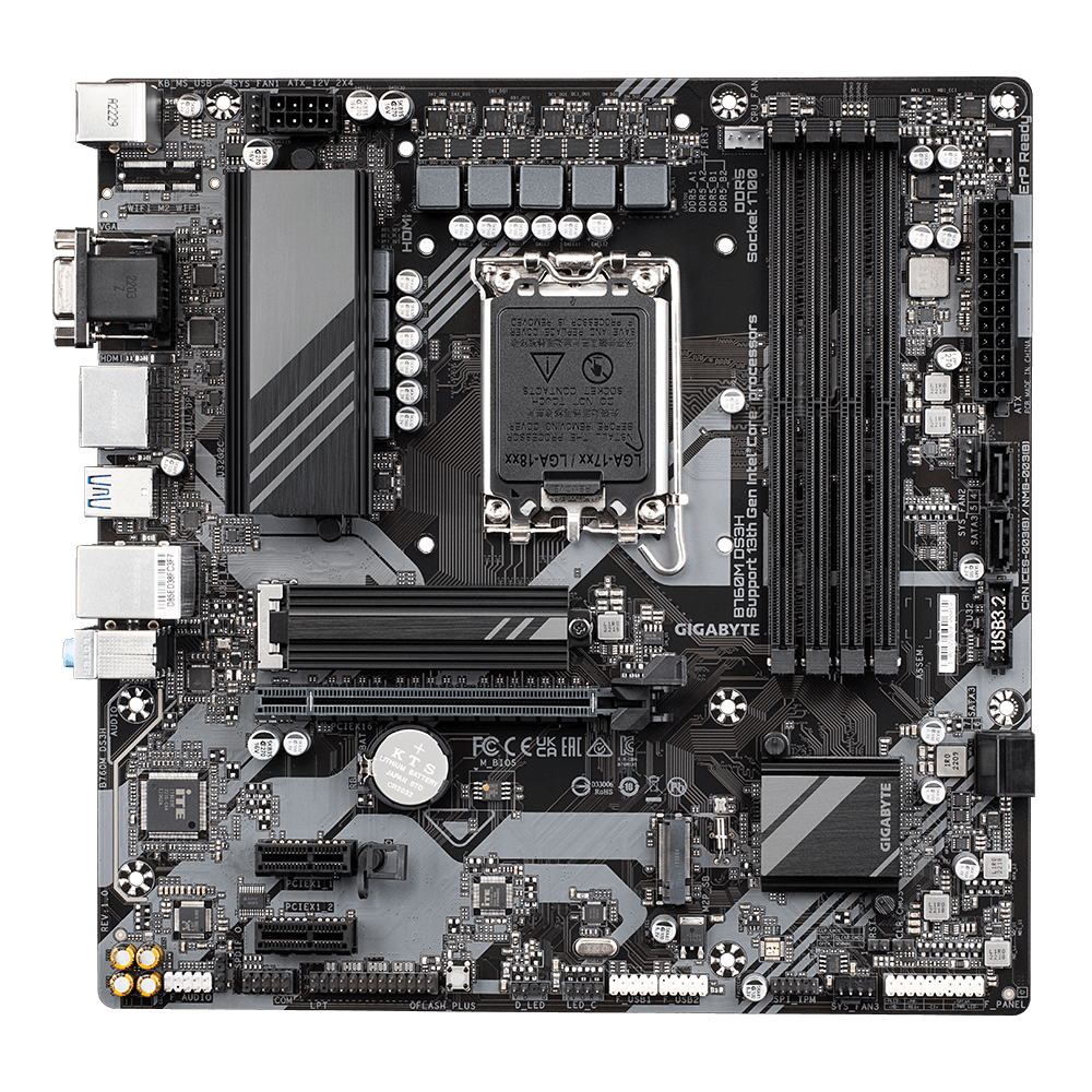 GIGABYTE B760M DS3H mATX Motherboard – Intel LGA1700, DDR5, PCIe 4.0, Dual M.2, USB-C, 2.5GbE LAN, EZ-Latch, Smart Fan 6