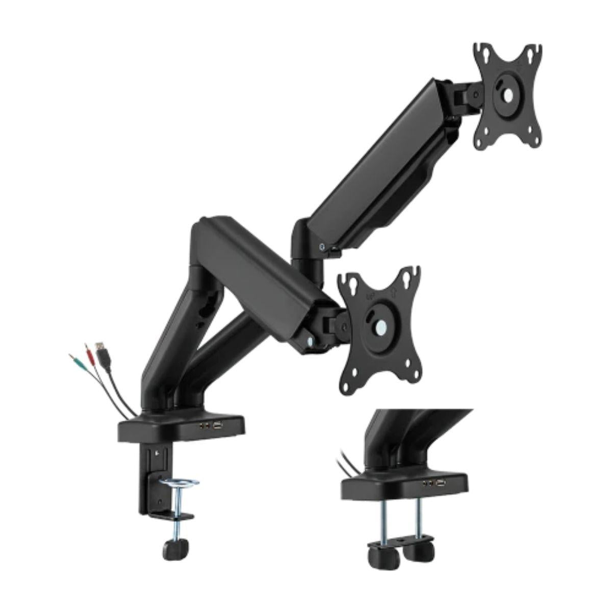 Avetron MA102 Dual Monitor Arm – Spring-Assisted, 17"-32", Clamp & Grommet