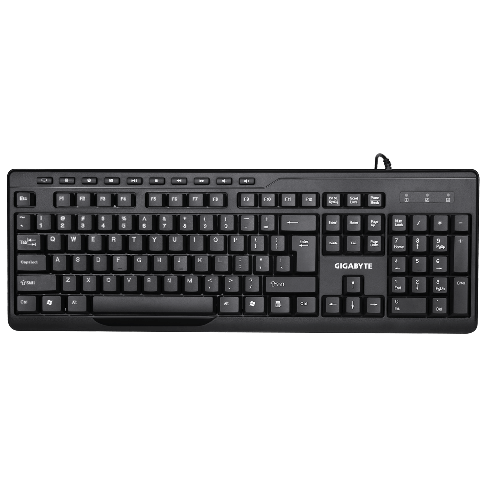 GIGABYTE KM6300 Wired Keyboard & Mouse Combo – Slim Design, 10 Multimedia Keys, 1000 DPI Optical Mouse