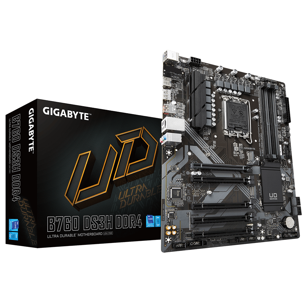 GIGABYTE B760 DS3H DDR4 ATX Motherboard – Intel LGA1700, DDR4, PCIe 4.0, Dual M.2, USB 3.2 Gen 2x2, GbE LAN, EZ-Latch, Smart Fan 6