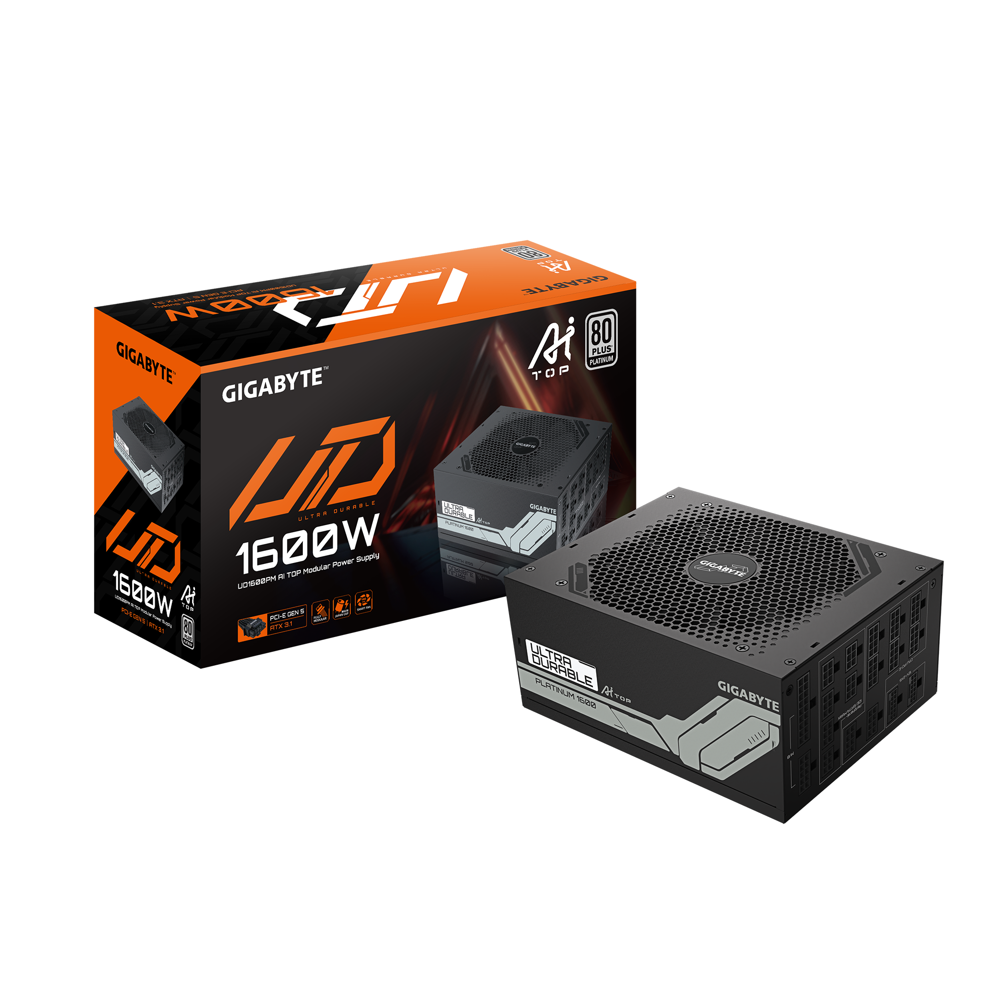 GIGABYTE GP-UD1600PM PG5 AI TOP PSU – 1600W, ATX 3.1, PCIe Gen5 Ready, 80+ Platinum, Fully Modular