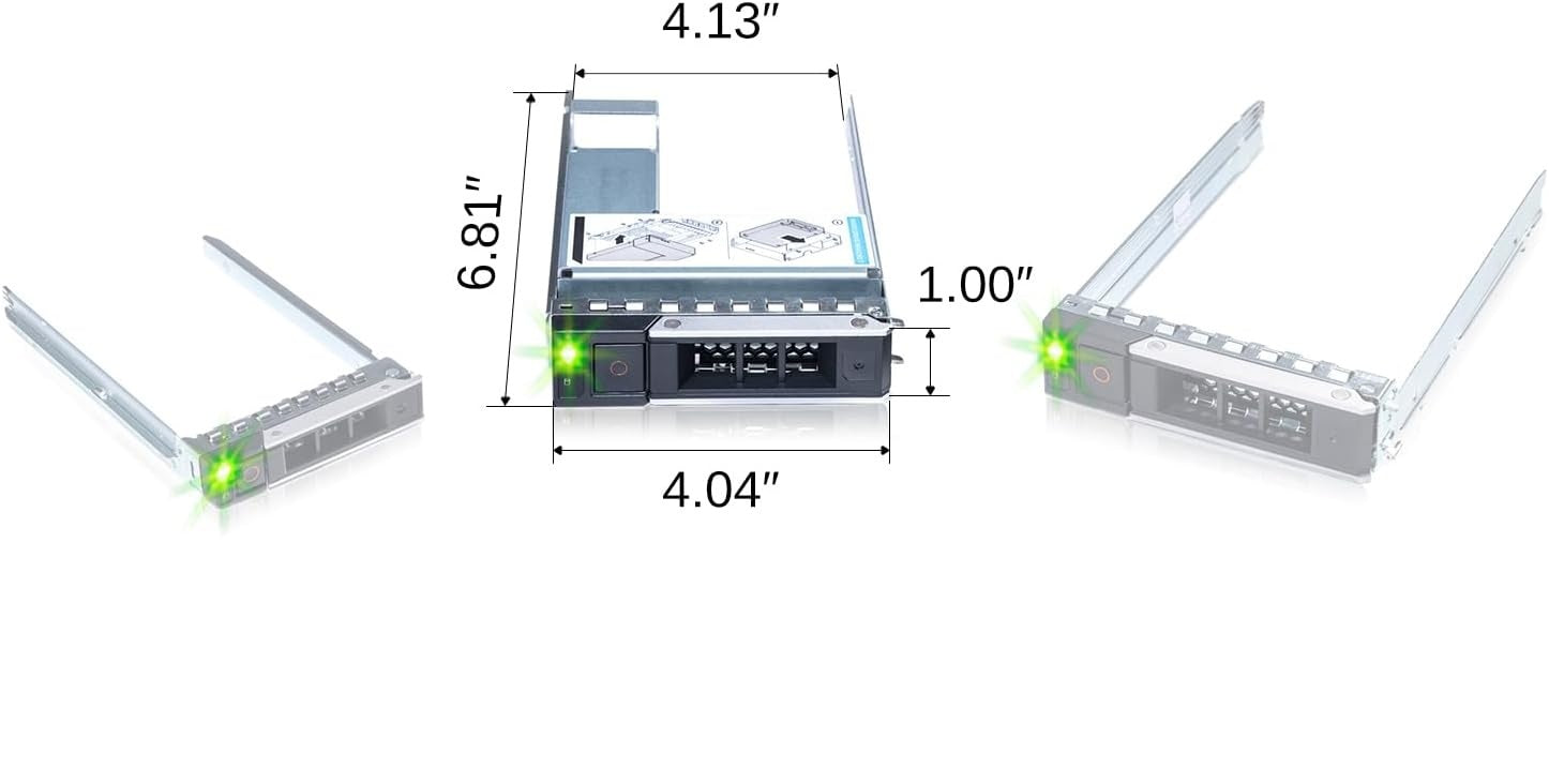 حامل أقراص صلبة Dell 3.5" مع محول 2.5" لخوادم Dell PowerEdge R740xd2/R7415/R7425/R6415 – صينية LED ساطعة، دليل إعداد