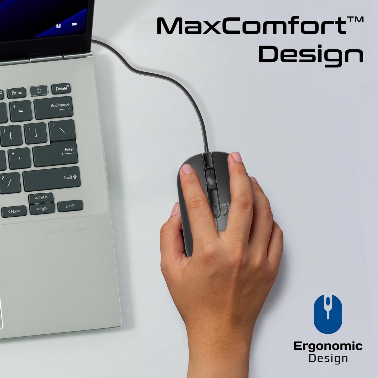 Promate Wired Mouse with 6 million Keystrokes, Adjustable 2400DPI, 4 Programmable Buttons, 1.5m Cord and Anti-Slip Grip