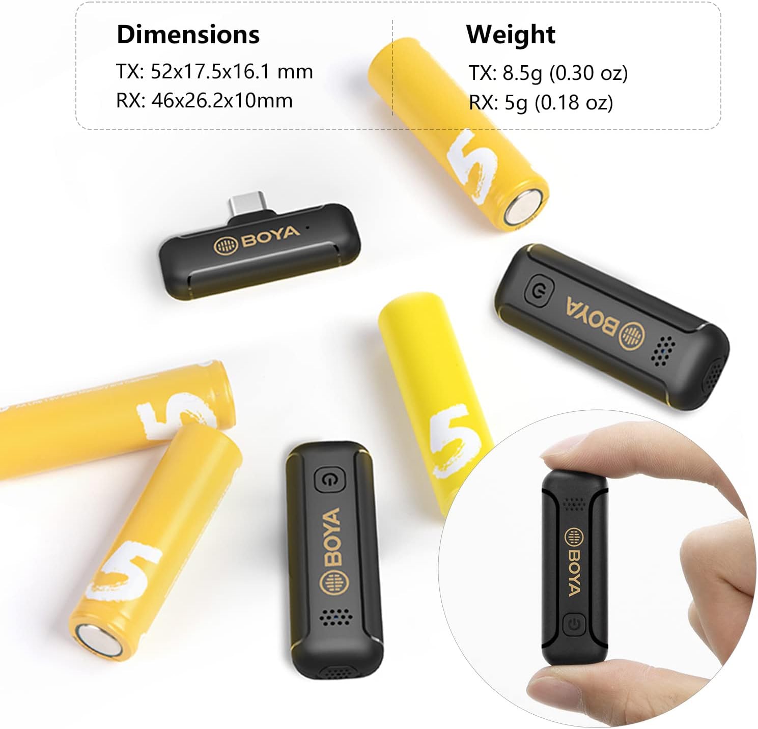 نظام ميكروفون لاسلكي BOYA BY-WM3T2-U2 بتردد 2.4 جيجاهرتز مع جهازي إرسال ومستقبل USB-C - ميكروفون صغير الحجم لأجهزة Android والأجهزة اللوحية وأجهزة USB-C