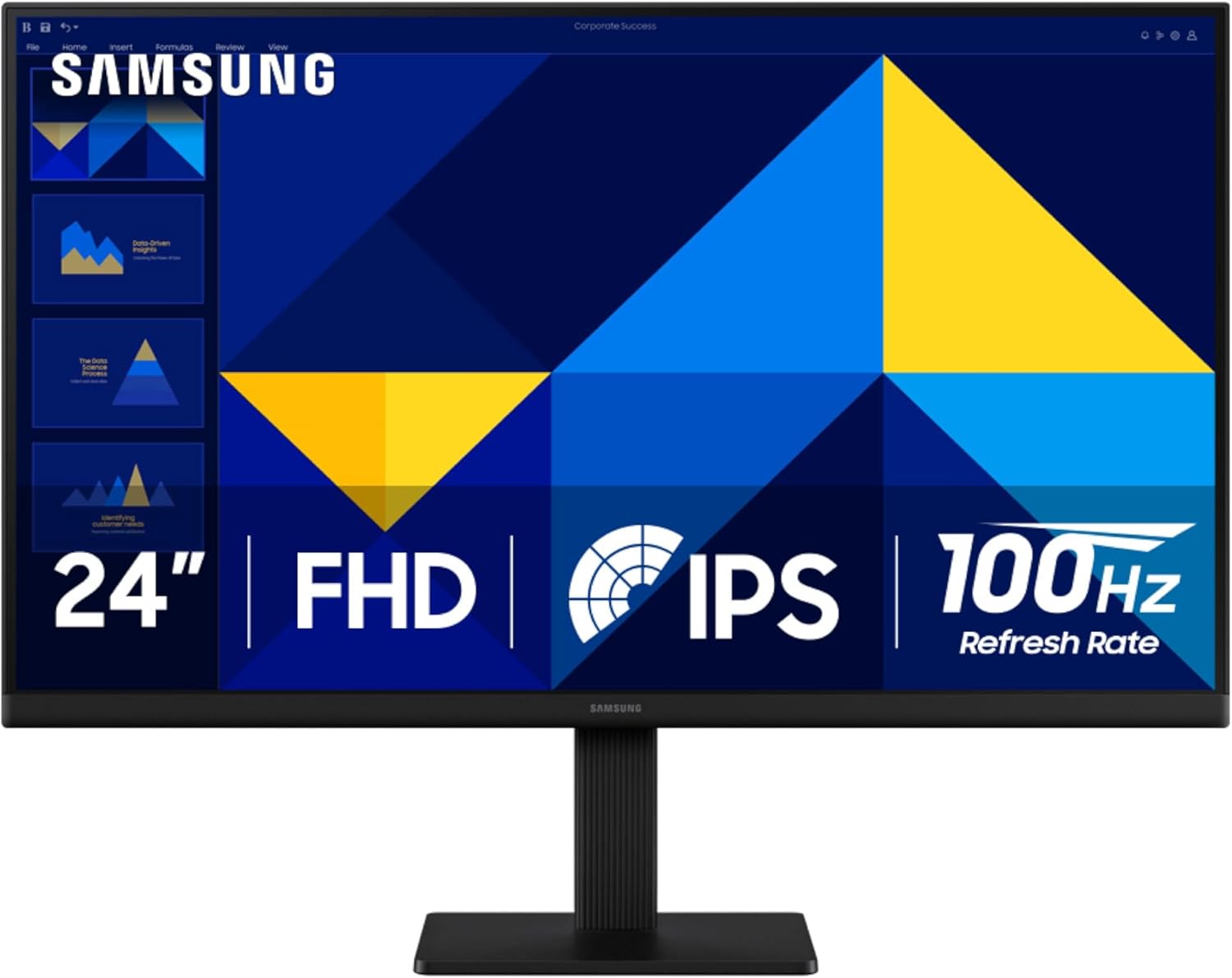 شاشة سامسونج إسينشال إس 3 S30GD مقاس 24 بوصة بتقنية FHD IPS - معدل تحديث 100 هرتز، زمن استجابة 5 مللي ثانية، سطوع 250 شمعة، زاوية عرض 178 درجة، حامل VESA، مدخل HDMI