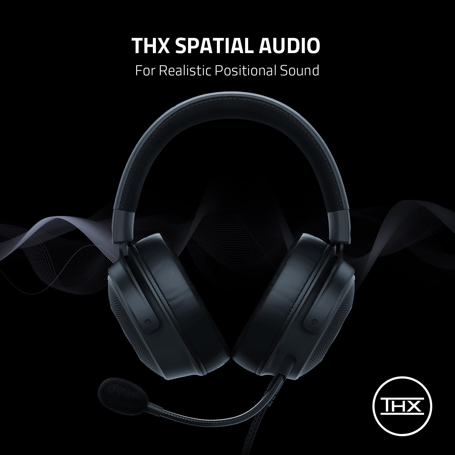 Razer Kraken V3 - سماعة رأس سلكية للألعاب بمنفذ USB مزودة بتقنية THX Spatial Audio، ومشغلات TriForce مقاس 50 مم، وتقنية Chroma RGB، ووسائد إسفنجية بيضاوية الشكل