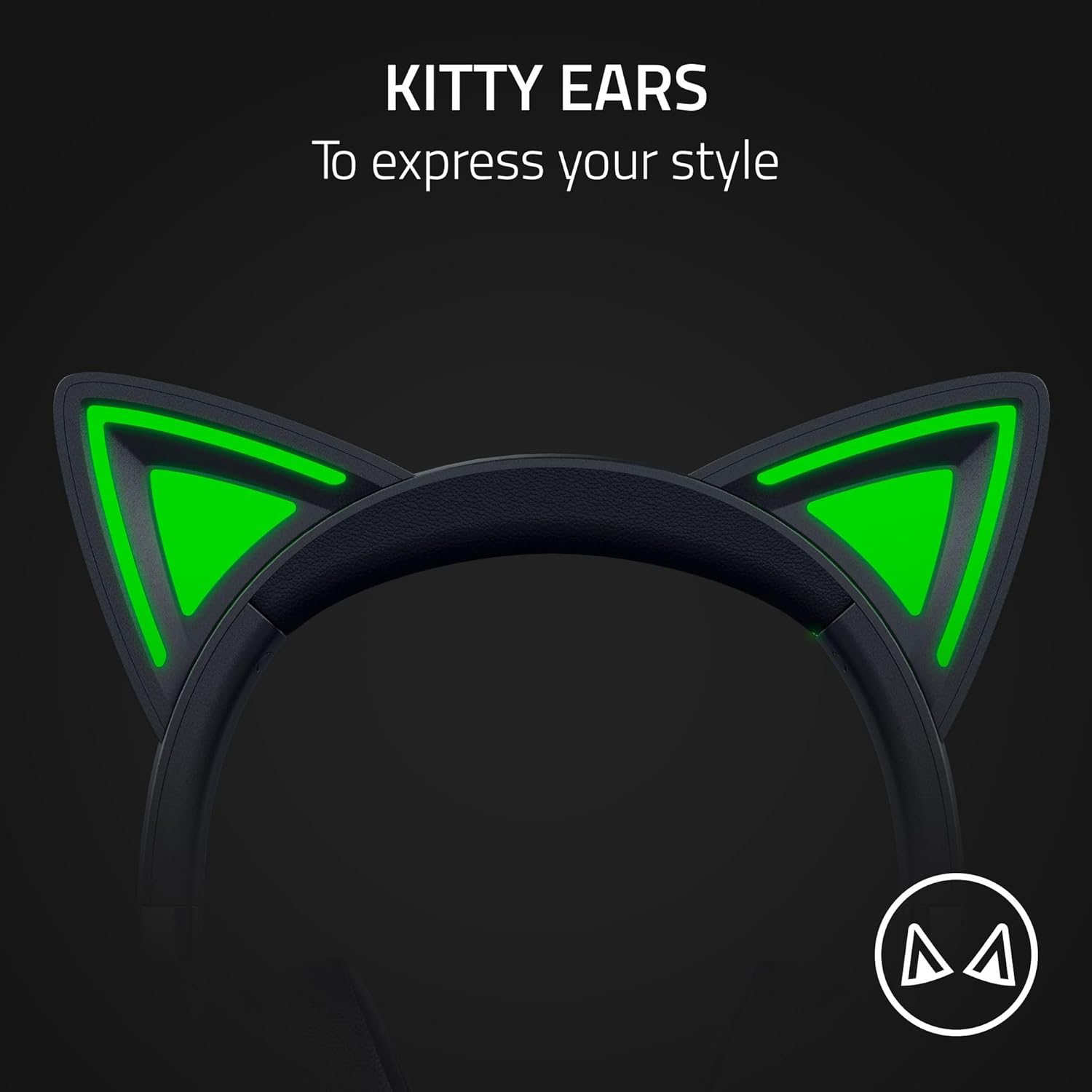 Razer Kraken Kitty V2 - Wired RGB Headset with Kitty Ears (Stream Reactive Lighting, HyperClear Cardioid Mic, Triforce 40mm Drivers, 7.1 Surround Sound) Black