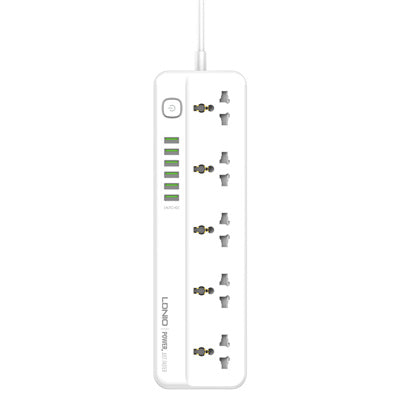 LDNIO SC5614 مشترك طاقة للشحن السريع مع 5 منافذ عالمية و6 منافذ USB ومقبس تمديد سلك الطاقة 2 متر