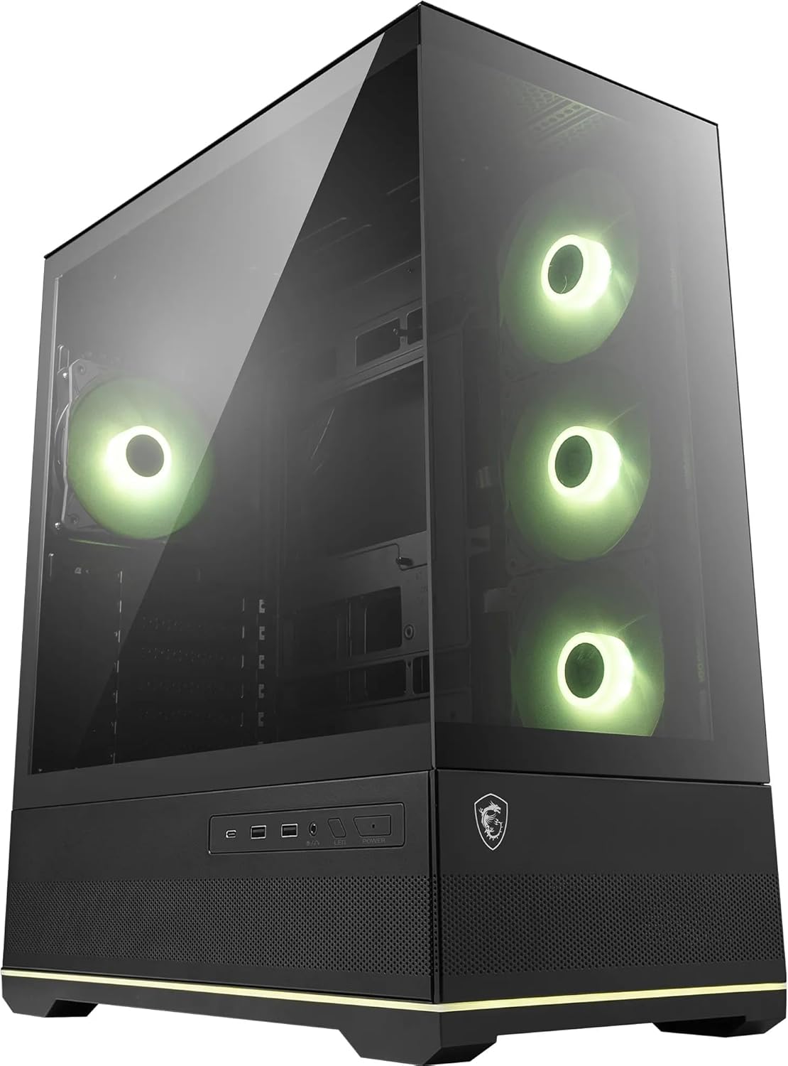 MSI MAG PANO 110R PZ – 270° Panoramic Mid-Tower ATX Case, 400 mm GPU / 160 mm CPU Cooler, USB-C 20 Gbps, 4 ARGB Fans
