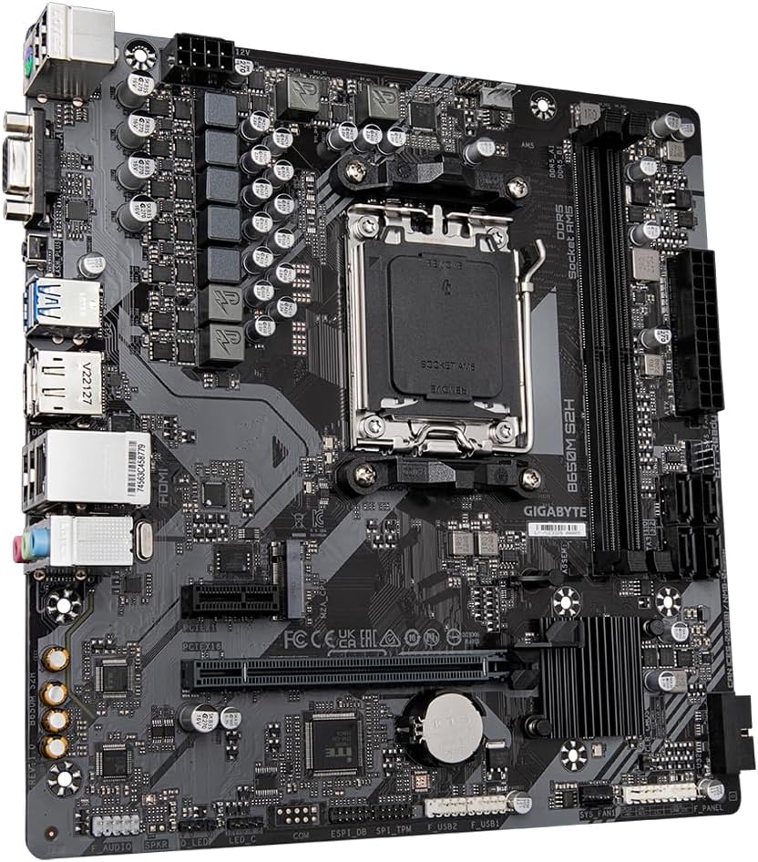 Gigabyte B650M S2H (rev. 1.2) Micro-ATX Motherboard – AM5, DDR5, PCIe 4.0, HDMI/DP, GbE LAN, Smart Fan 6