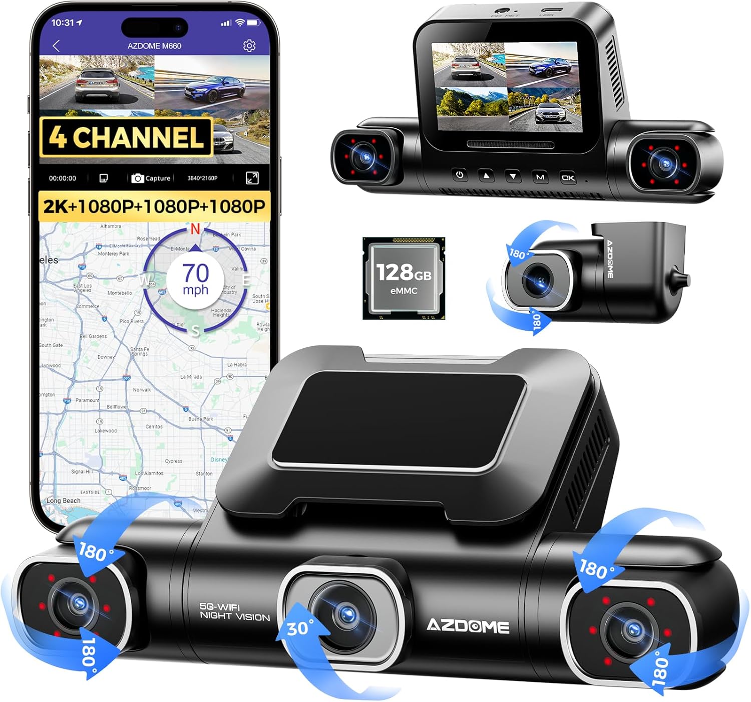 Azdome Dash Cam Night Recording AZDOME 4K Dash Cam With WiFi App