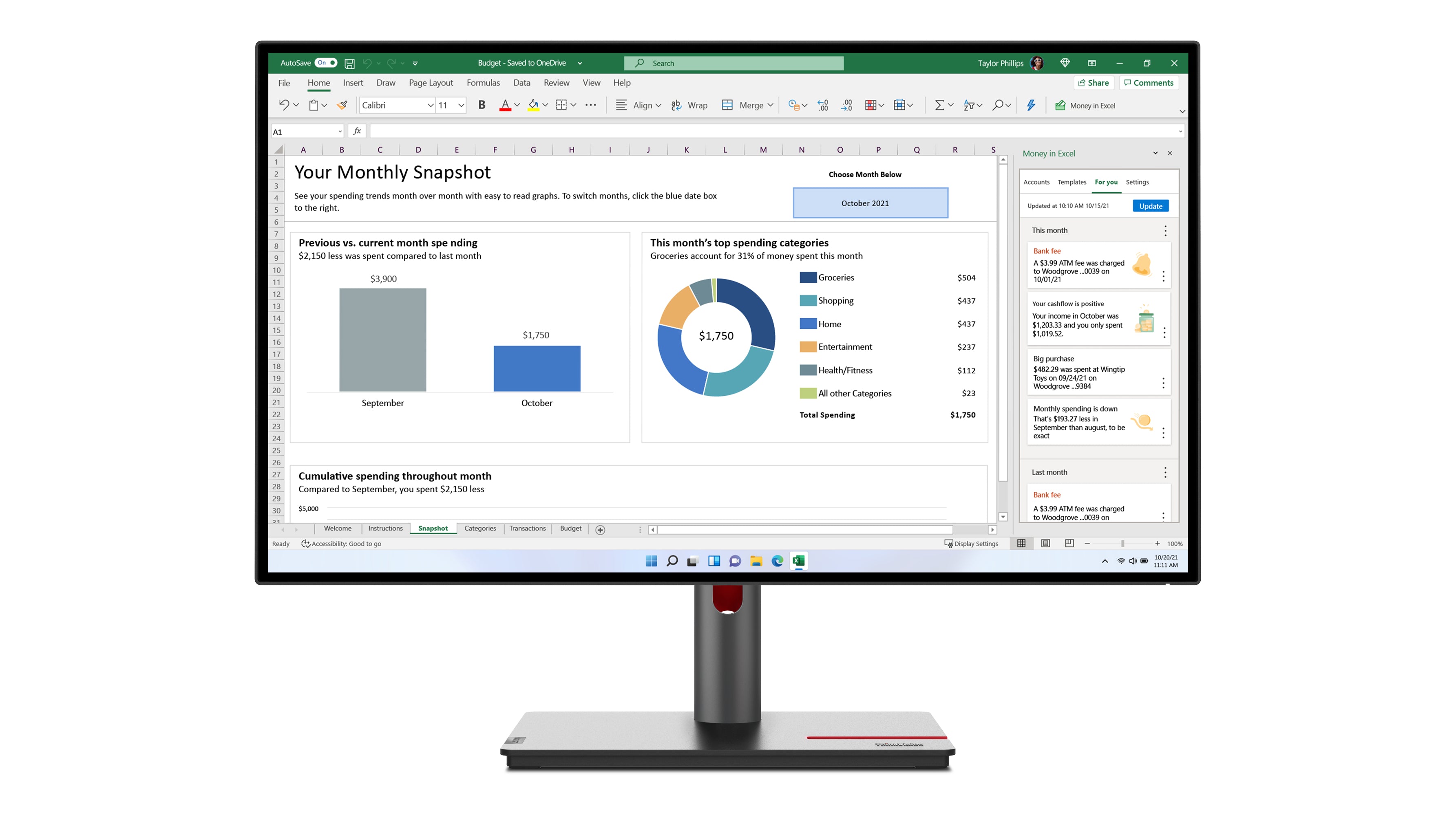 Lenovo ThinkVision P27h‑30 – 27″ QHD IPS Monitor, 99% sRGB/95% DCI‑P3, 10‑bit, USB‑C 100 W PD, Ethernet, KVM, HDR10, Factory Calibrated