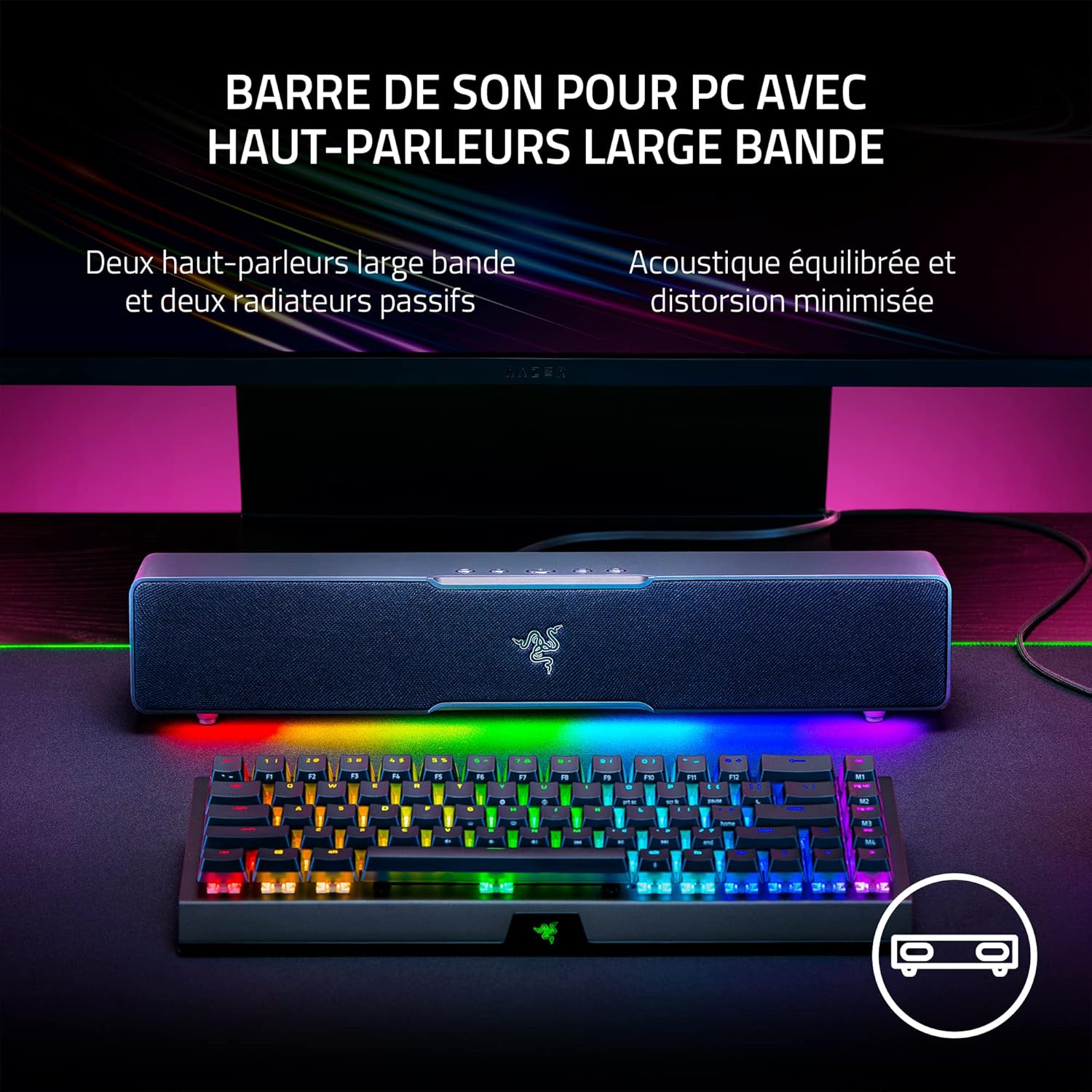 Razer Leviathan V2 X: PC Soundbar with Full-Range Drivers - Chroma RGB - USB Type C Power and Audio Delivery - Bluetooth 5.0 - for PC,-Laptop, Smartphones, Tablets & Nintendo Switch