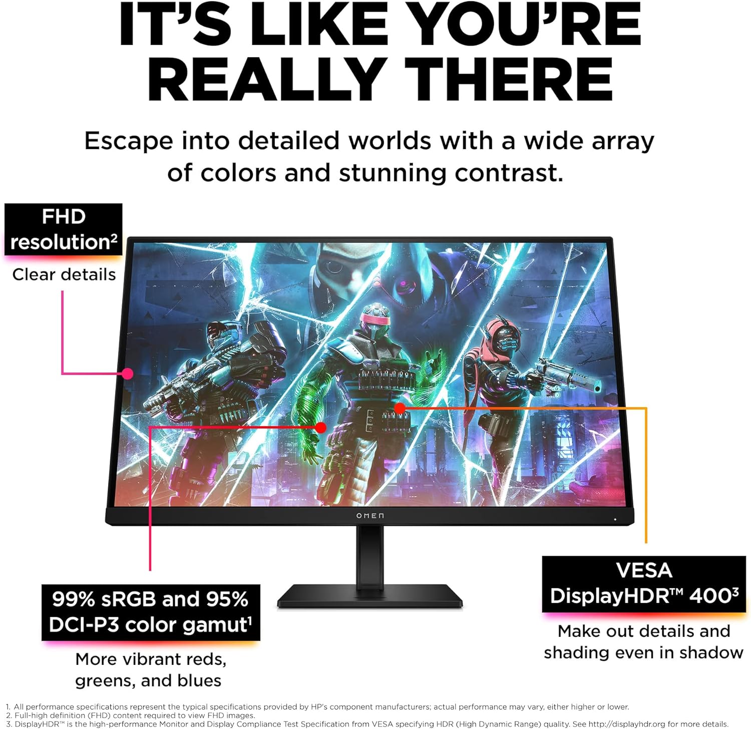 شاشة ألعاب HP OMEN 27s، 27 بوصة، 1920 × 1080 (FHD)، IPS، مسطحة، 240 هرتز، 1 مللي ثانية، 400 شمعة، FreeSync Premium، DisplayPort و2x HDMI 2.0، مكبرات صوت مدمجة، أسود