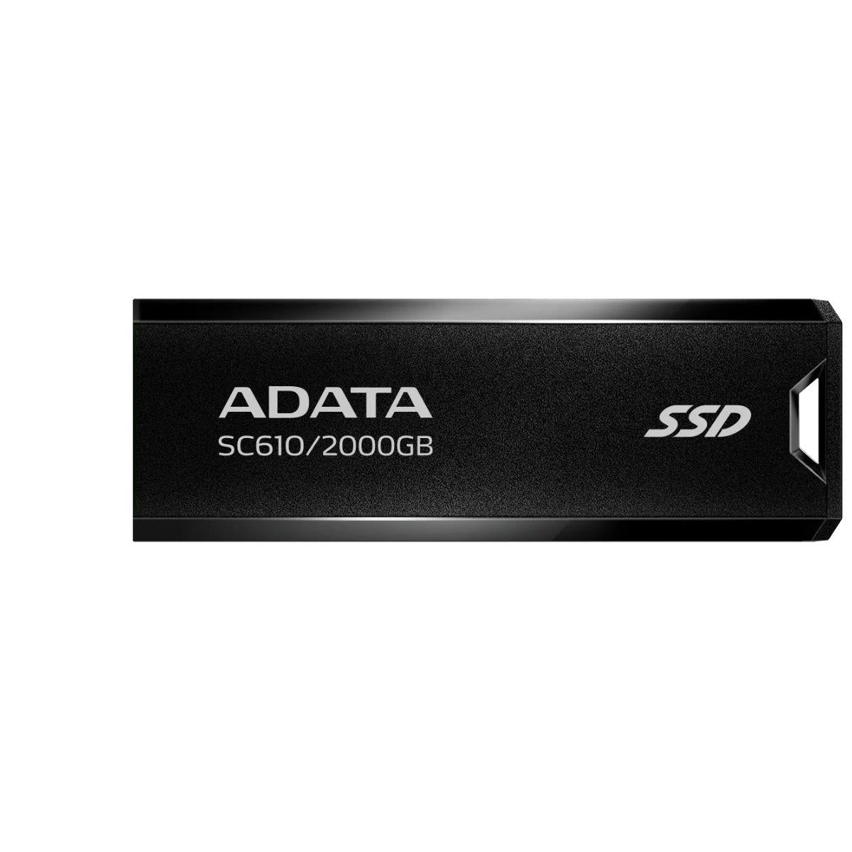 محرك أقراص الحالة الصلبة الخارجي ADATA SC610 بسعة 2000 جيجابايت - محرك أقراص الحالة الصلبة فائق السرعة USB 3.2 من الجيل الثاني USB-A بسرعة تصل إلى 550/500 ميجابايت/ثانية (SC610-2000G-CBK/RD)