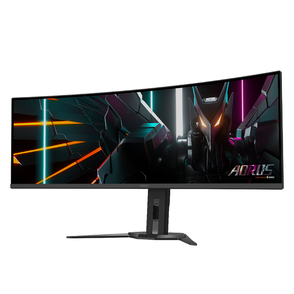 شاشة ألعاب GIGABYTE AORUS CO49DQ فائقة الاتساع مقاس 49 بوصة بتقنية QD-OLED - دقة QHD مزدوجة، معدل تحديث 144 هرتز، زمن استجابة 0.03 مللي ثانية، منفذ HDMI 2.1، 98% DCI-P3