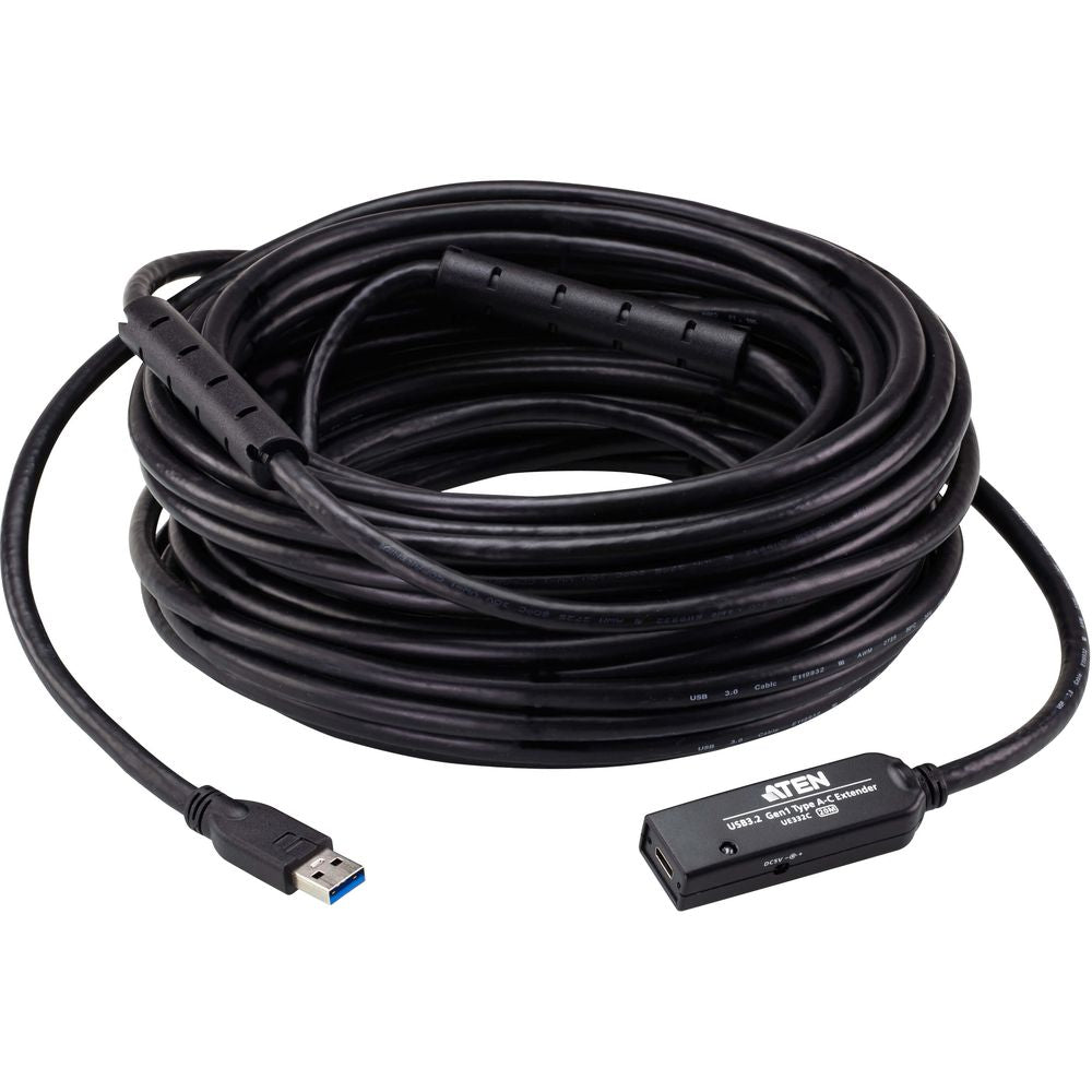 ATEN كابل تمديد USB 3.2 Gen1 نشط بطول 20 متر، من Type-A إلى Type-C، سرعة 5 جيجابت/ث، توصيل وتشغيل، قفل برغي، متوافق مع Windows/macOS