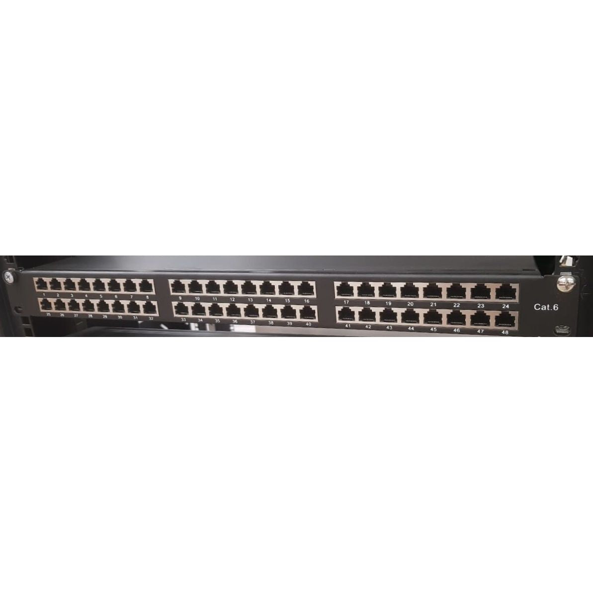 Atlantic ATPP48P-C6S 48-Port CAT6 Shielded Patch Panel – STP Rackmount Panel with LSA Terminals & Color-Coded Dual-Layer Design