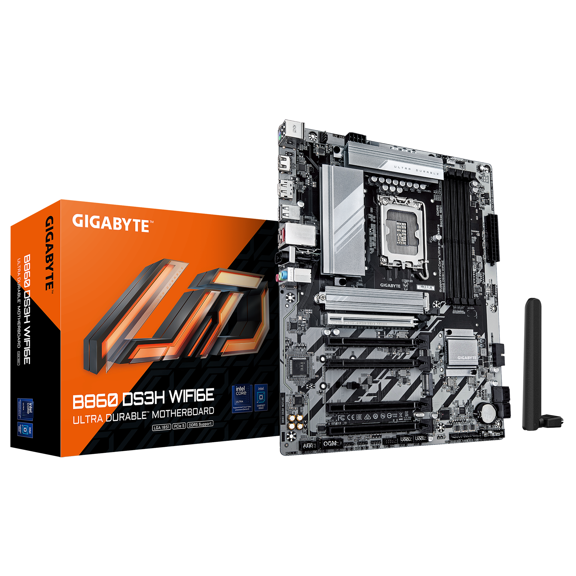 Gigabyte B860 DS3H WIFI6E ATX Motherboard – LGA1851, DDR5, PCIe 5.0/M.2, Wi‑Fi 6E, 2.5 Gb LAN, USB‑C 3.2 Gen2x2