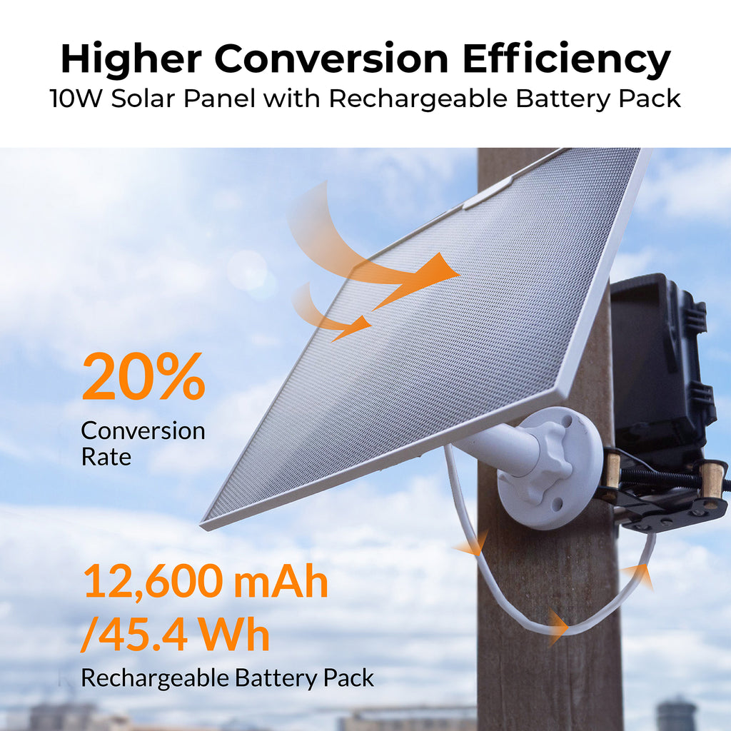 Brinno ASP1000-P Solar Panel Kit Bundle – 10W Monocrystalline Panel, IP65 Waterproof, Rechargeable Battery Pack, USB-C Cable, Adjustable Security Mount