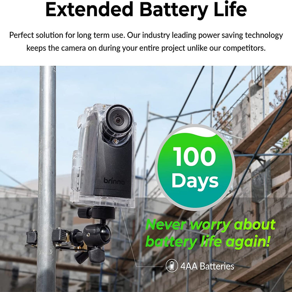 Brinno BCC300-C Time Lapse Camera Bundle – TLC300 1080p HDR Camera, Waterproof Housing, Clampod Mount, 100-Day Battery Life, 118° Field of View