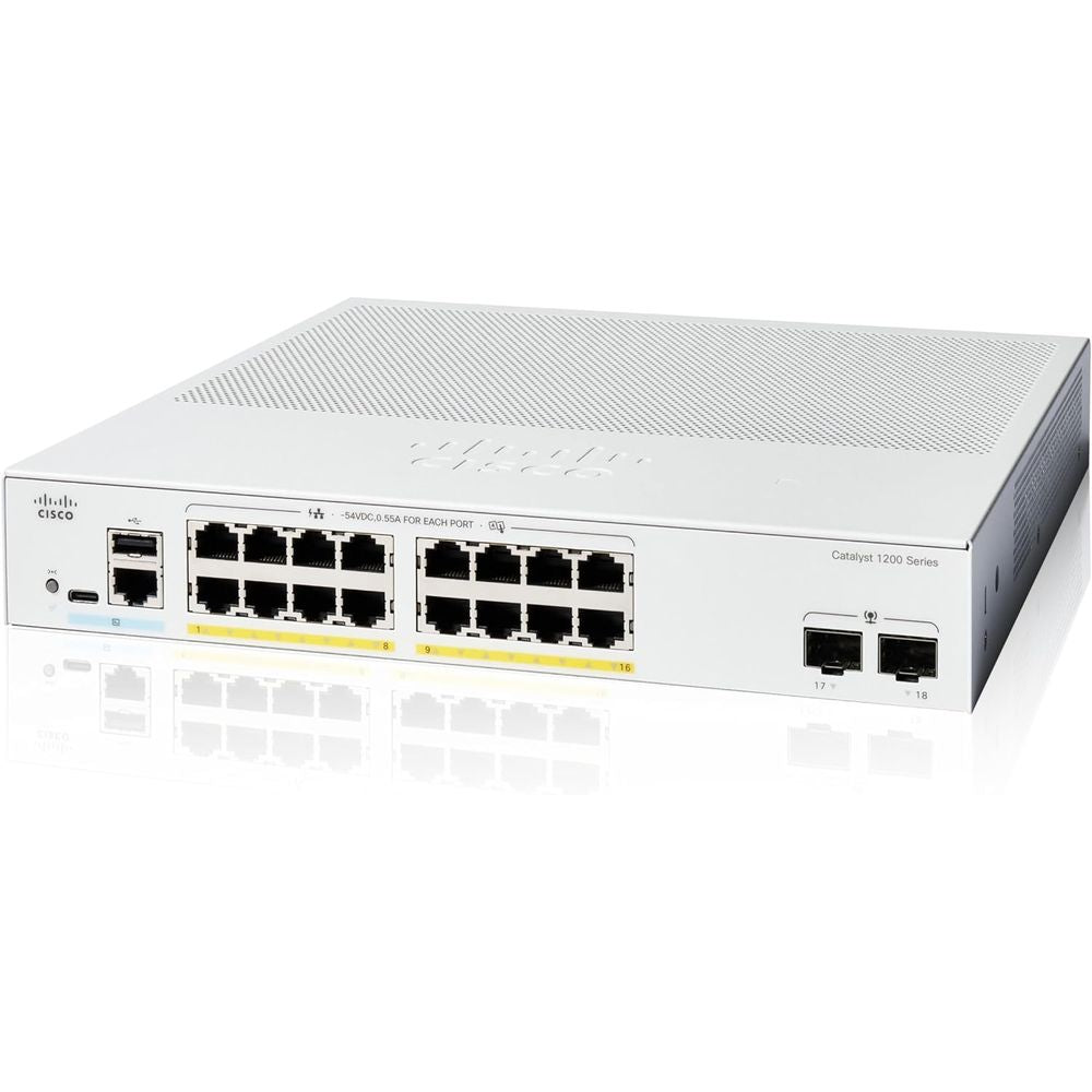 Cisco Catalyst C1200-16P-2G Smart Switch, 16 Port GE, PoE, 2x1GE