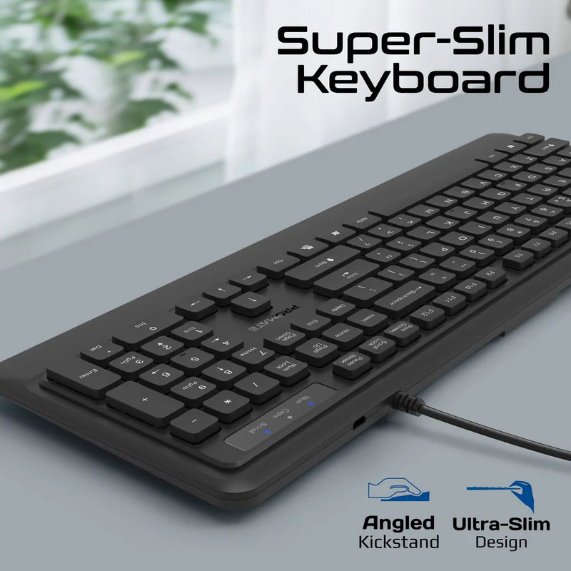 Promate combo-cm5 Ergonomic Wired Slim Keyboard with Palm Rest and 2400 DPI Mouse