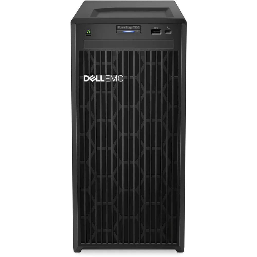 خادم برج Dell PowerEdge T150 بمعالج Xeon E2314 بسرعة ٢٫٨ جيجاهرتز رباعي النواة، ذاكرة ١٦ جيجابايت ECC DDR4، قرص صلب ٢ تيرابايت