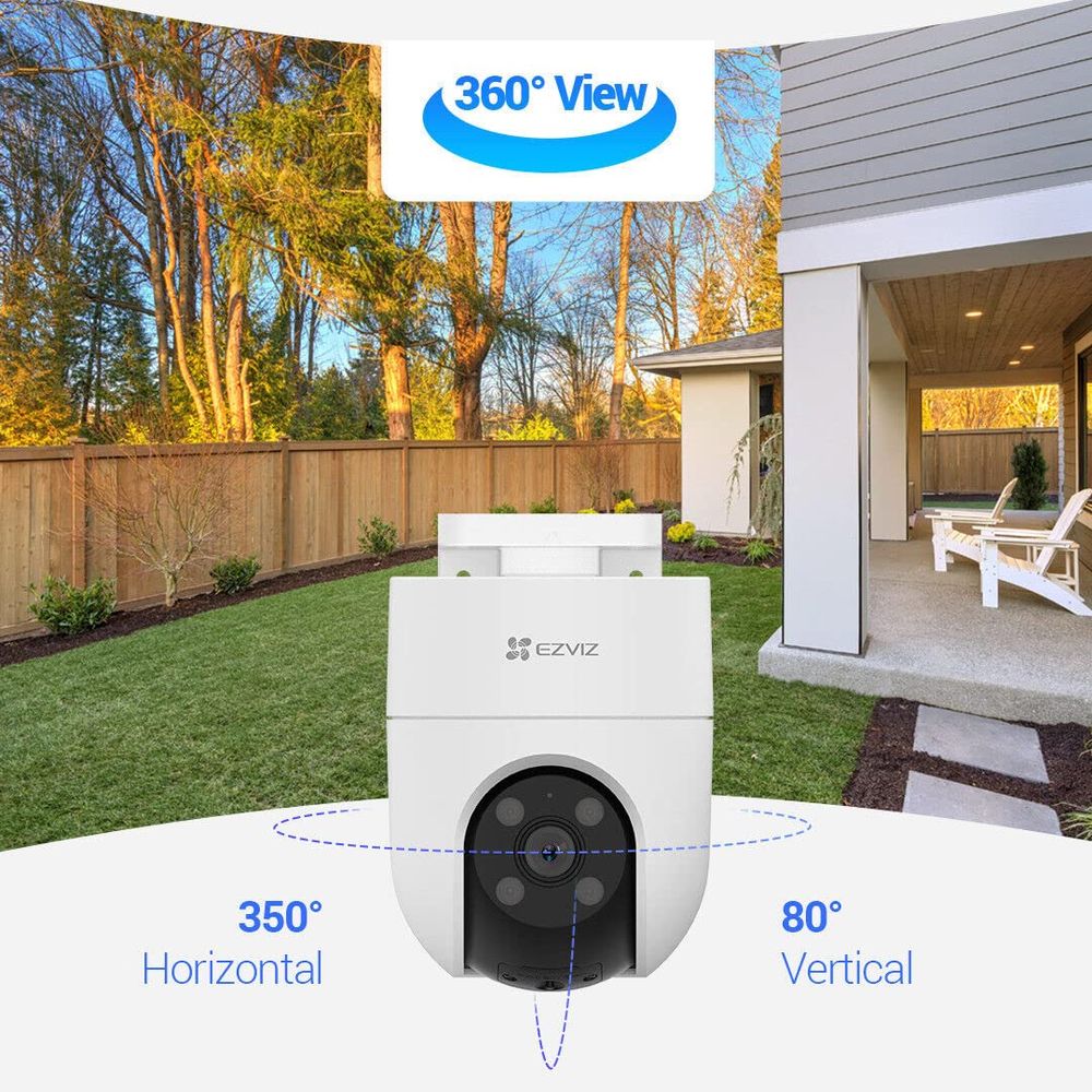 EZVIZ H8c Outdoor Pan & Tilt Wi-Fi Camera with Color Night Vision, AI Human Detection & Auto-Tracking