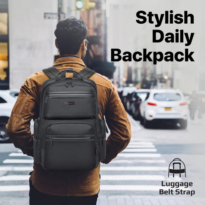 Promate ElitePack-Pro – Heavy-Duty Lightweight Backpack for 15.6" Laptops with USB Charging Port, Water-Resistant & Organized