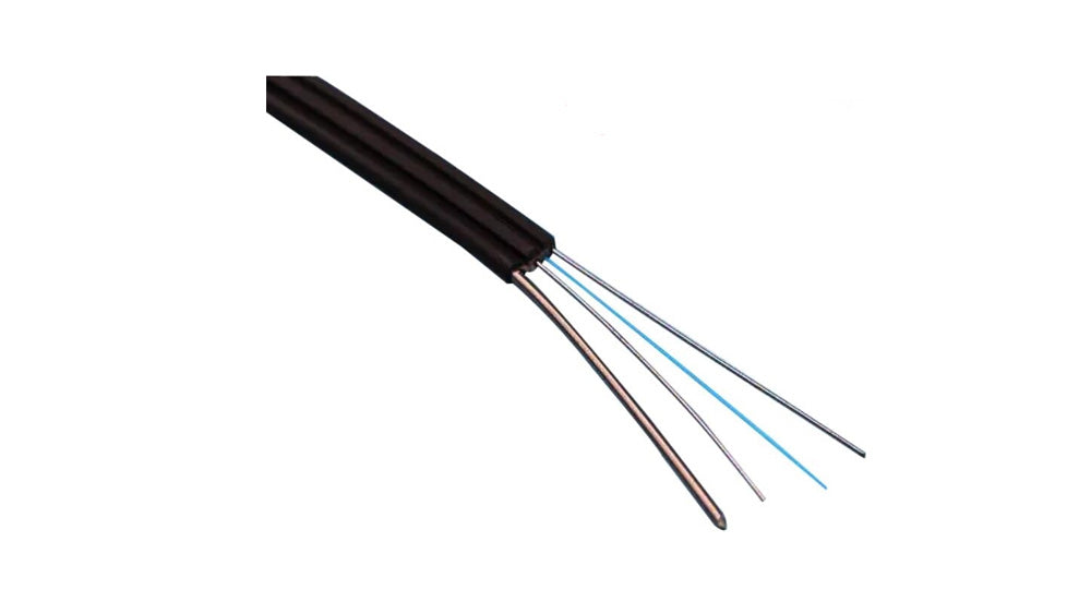 FiberHome 1F Bow-Type Drop Cable – G.657A2, LSZH Sheath, Dual Steel Strength, 600N Tension, Indoor/Outdoor, Black, 1 Core 2Km