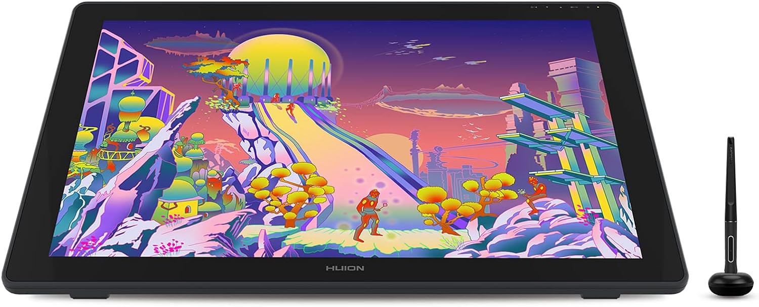 HUION Kamvas 24 Plus - 2K QHD Pen Display with Battery-Free Stylus, 140% sRGB Color Gamut, and Adjustable Stand - Ideal for Professional Artists, Designers, and Illustrators