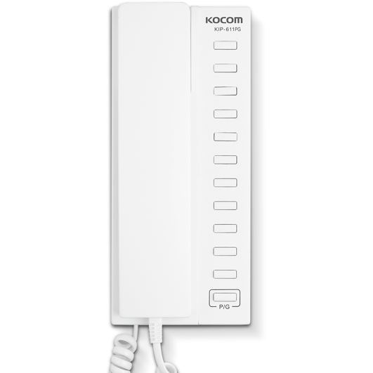 Kocom KIP-611PG 11-Channel Multiple Interphone – Handset Communication, 4-Wire, Surface Mount, DC 24V