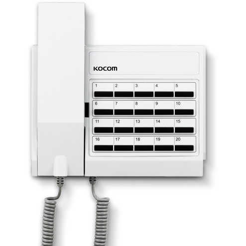 Kocom KIP-620ML 20-Channel Multiple Interphone – Handset Communication, 1+n Wire, Surface/Desktop Mount, DC 24V