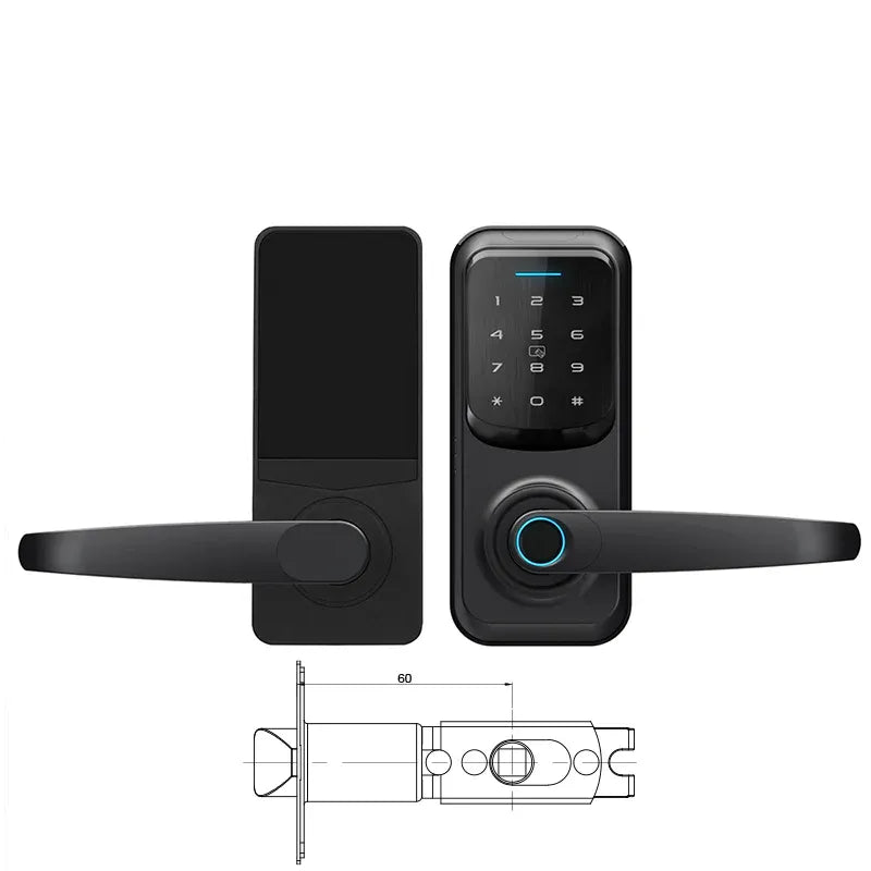 قفل باب ذكي Locstar-C90 ببصمة الإصبع الرقمية ولوحة مفاتيح دخول بدون مفتاح مع مقبض
