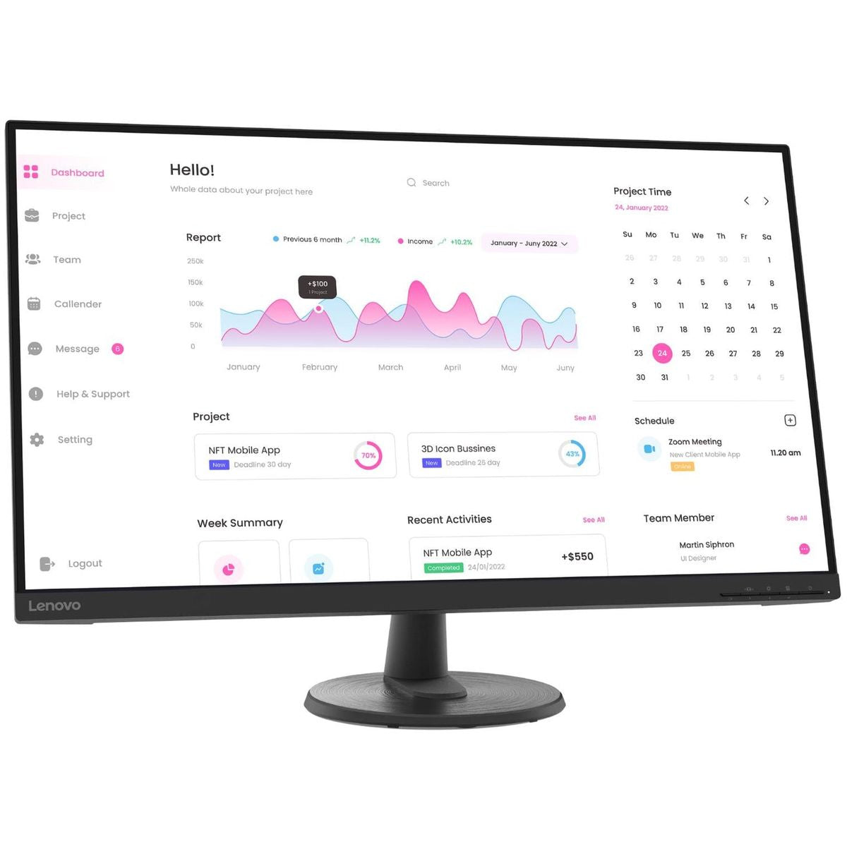 Lenovo 31.5" D32-40 (1920x1080) 60Hz VA 99% sRGB Monitor