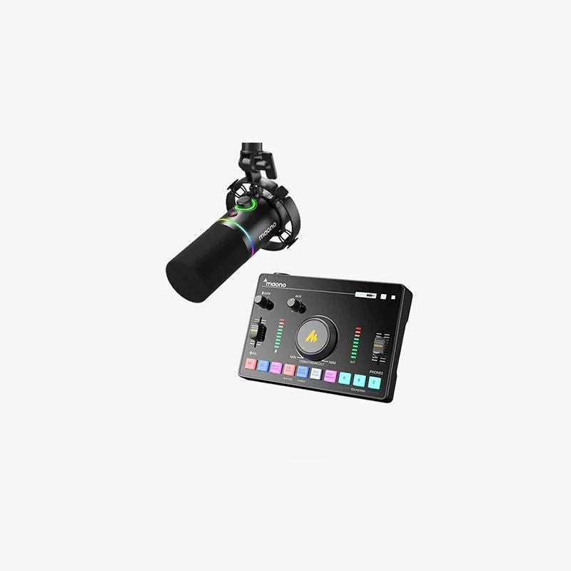 حزمة بث بودكاست Maono مع خلاط الصوت AMC2 NEO وميكروفون ديناميكي PD200X USB/XLR