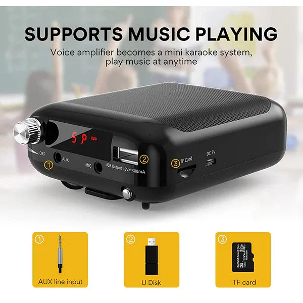 ماونو AU-C01 مكبر صوت للصوت – مكبر صوت محمول قابل لإعادة الشحن بقوة 10 واط مع ميكروفون رأس، ومشبك خصر، وصوت واضح للتدريس، والمرشدين السياحيين، والعروض التقديمية