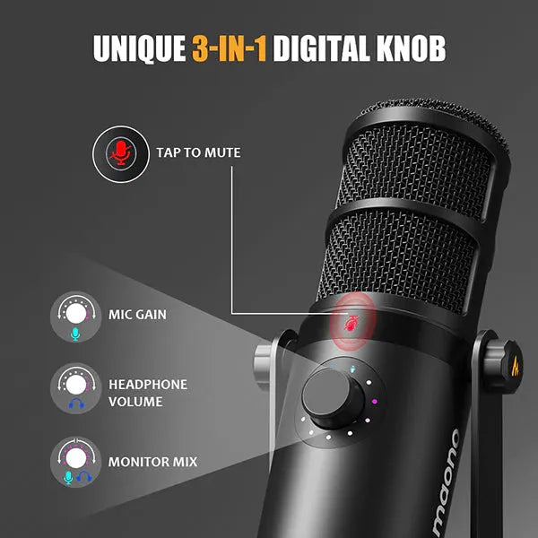 ميكروفون Maono PD400X الديناميكي USB/XLR للبث الصوتي والبث المباشر والتسجيل