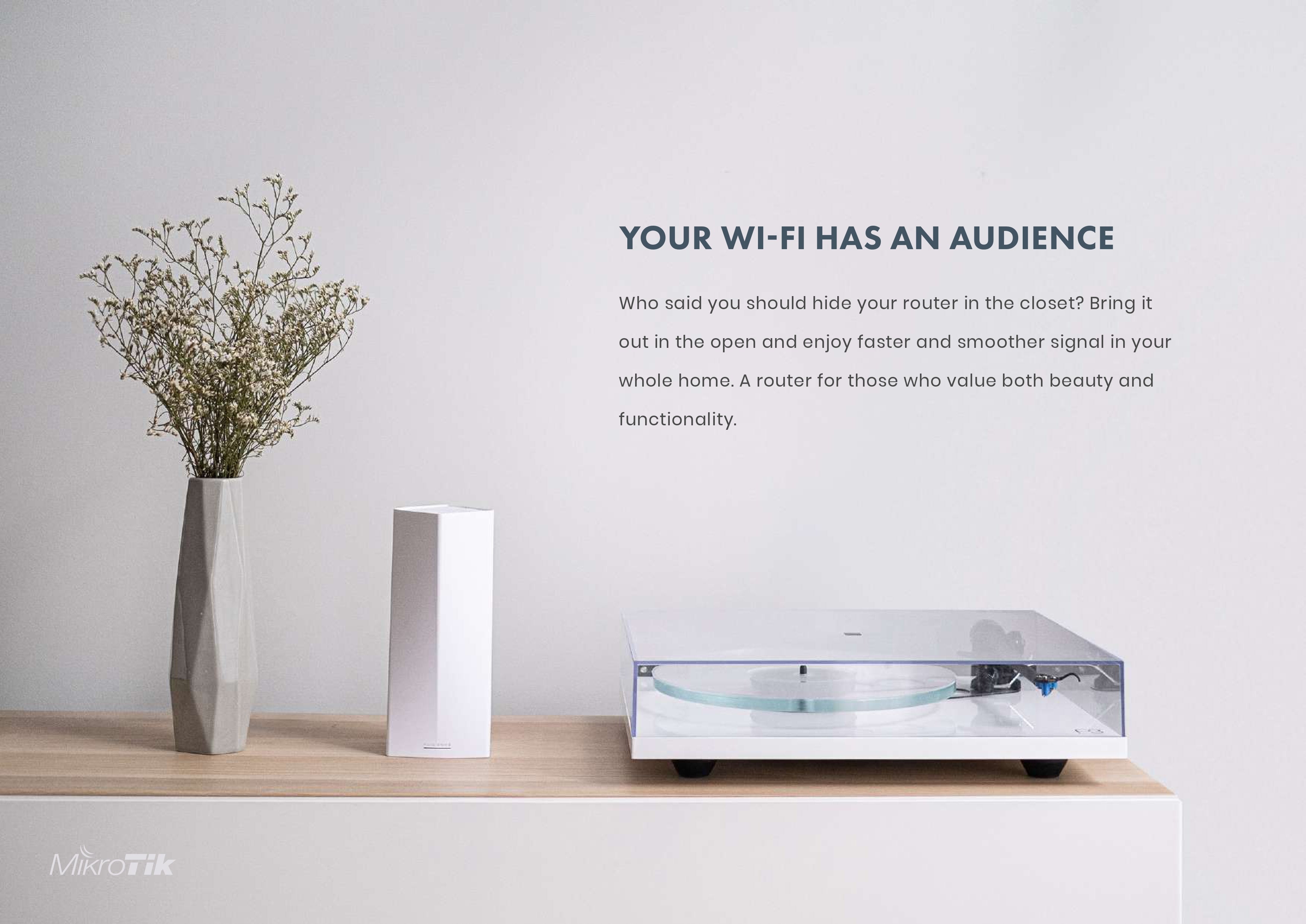 MikroTik Audience Tri-Band Mesh WiFi Router with Dual 5GHz, 2.4GHz, Gigabit Port, and PoE Support