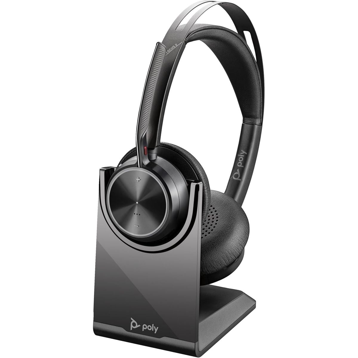 Poly Voyager Focus 2 USB-C Headset Bundle, with USB-C/A Adapter & Charging Stand