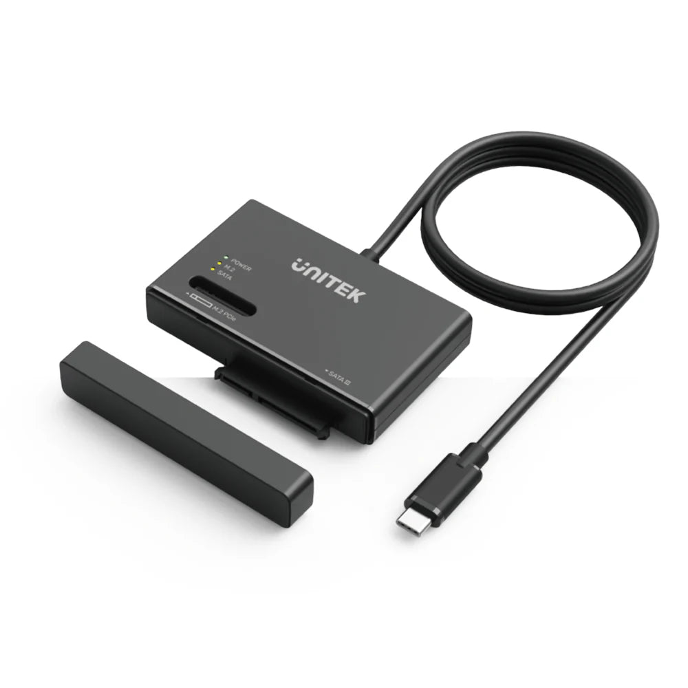 Unitek NVMe M.2 SSD Enclosure Adapter – USB-C 10 Gbps (UASP), Tool-Free NVMe & SATA Support, Hot-Swappable